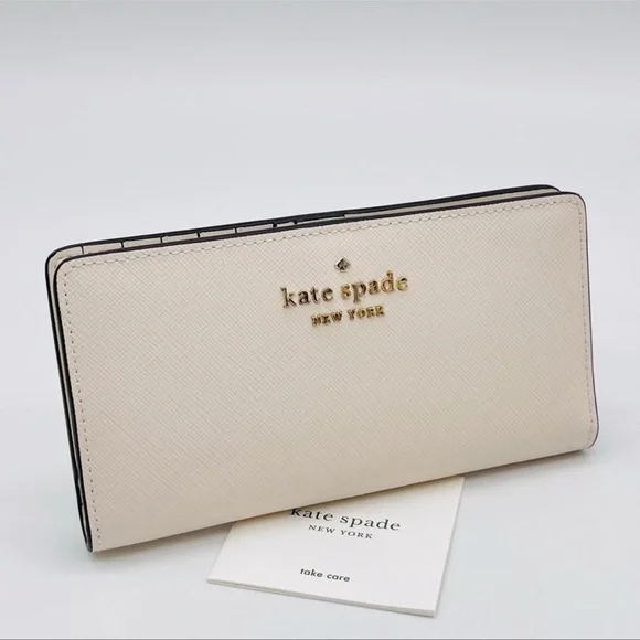Kate Spade Slim Bifold Wallet Pearl White - Picture 2 of 7